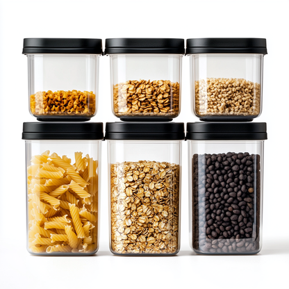Huxly Airtight Food Storage Containers with Lids - BPA Free Clear Plastic Pantry Organization for Flour, Cereal & Pasta - 5 Pack